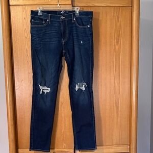 Hollister Slim Distressed Dark Blue Jeans